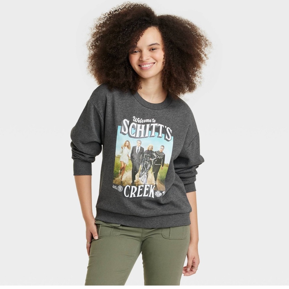 NWT Schitt's Creek Women's Sweatshirt Pullover Long Sleeve Graphic Gray Size M
